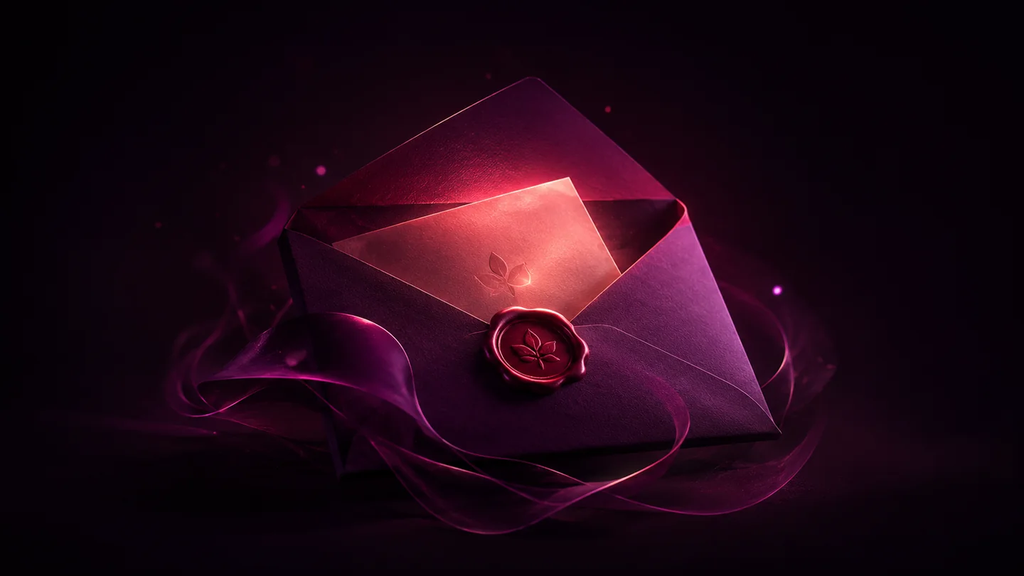 A luminous sealed letter representing the QuienFue experience